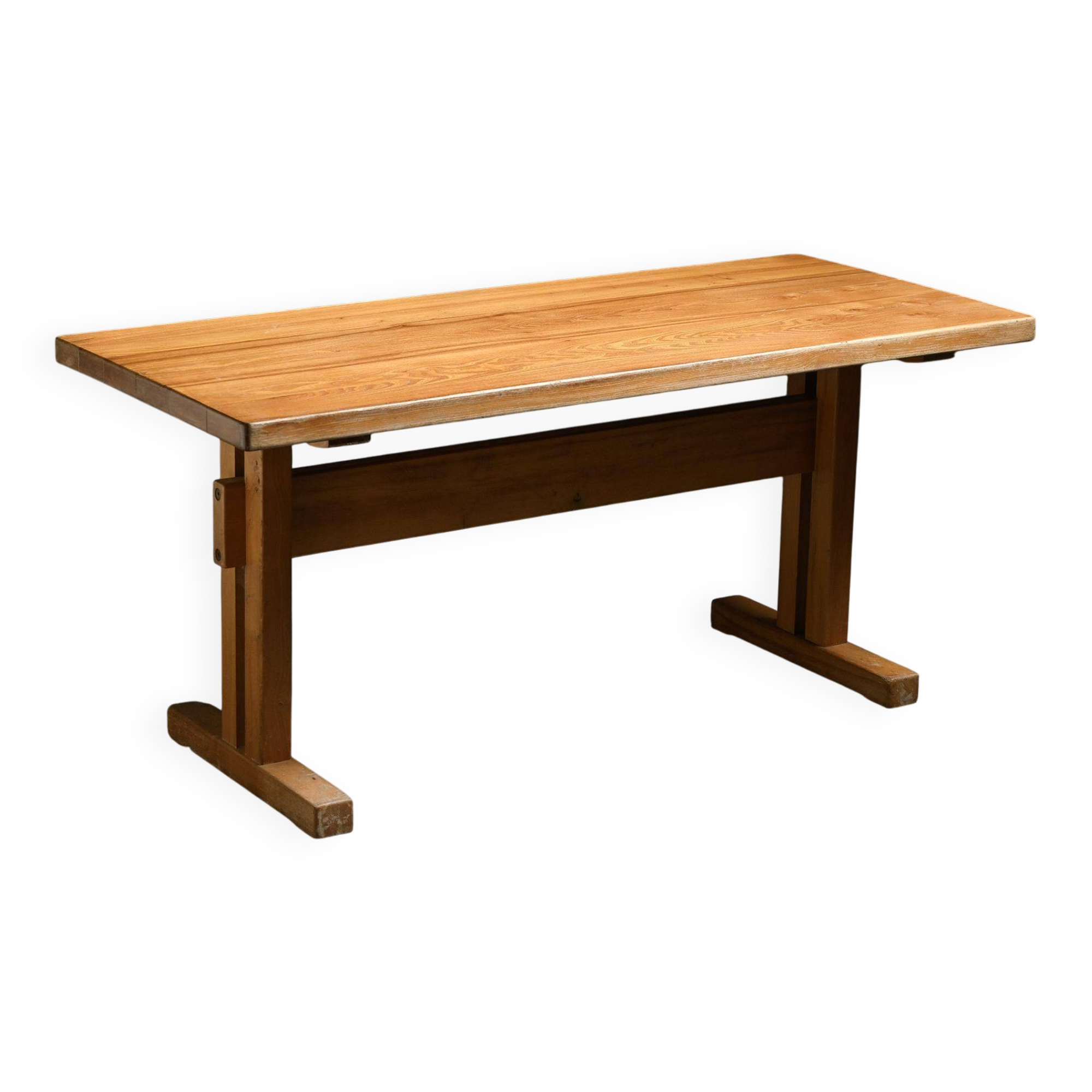 Dining table in solid elm, Les Arcs, France.
