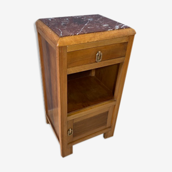 Art Deco wooden bedside table - marble