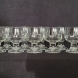10 vintage stemmed glasses in molded glass