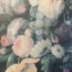 Bouquet fleurs et fruits sur table, composition sur toile 100x120