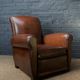 French, leather club chair, havana lounge model circa 1950's
