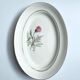 Vintage oval plate signed Moulin des Loups model Imperia pink flower