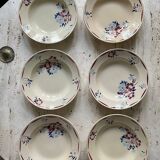 6 assiettes creuses en faïence ancienne vintage