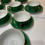 Service 14 cup and saucer in Art Deco Emerald Green and Gold.