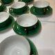 Service 14 Tasse et sous-tasse à Bouillon Art-Deco Vert Émeraude et Or