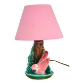 Lampe barbtine à petit oiseau rose