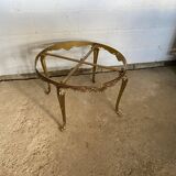 Vintage 1950s round onyx coffee table with brass base