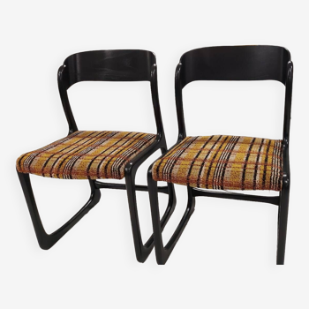 Pair of Baumann Sleigh model chairs vintage 1970