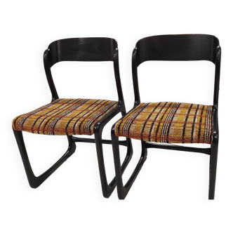 Pair of Baumann Sleigh model chairs vintage 1970