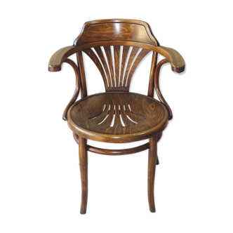 Fauteuil de bureau Thonet N°23 assise bois ajourée 1910