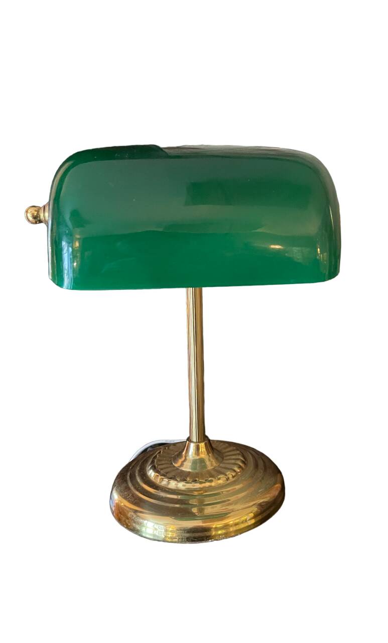 Notary desk lamp, banker, tilting green opaline library