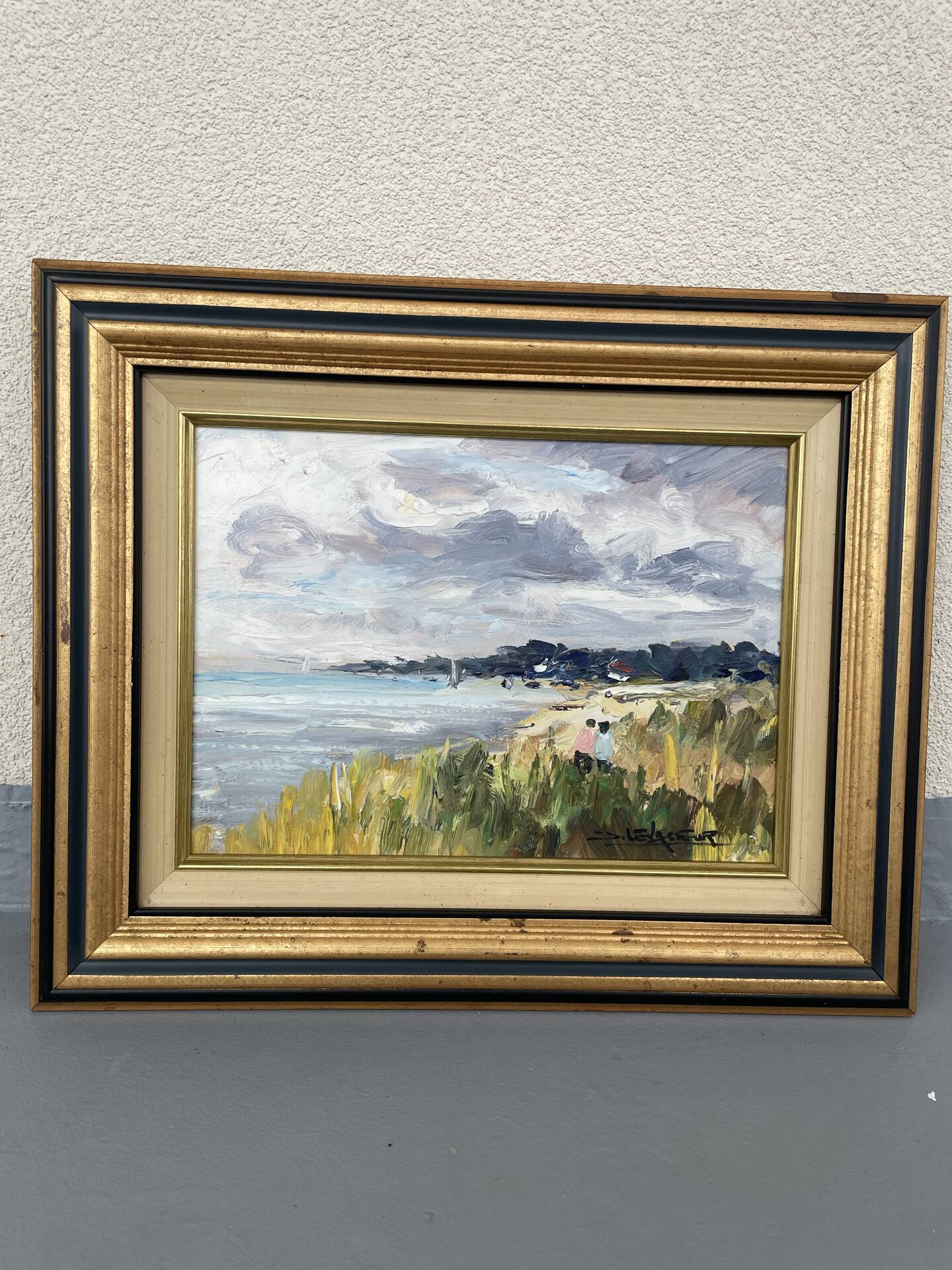 “Dune at Colleville” — old French marine, oil on canvas signed