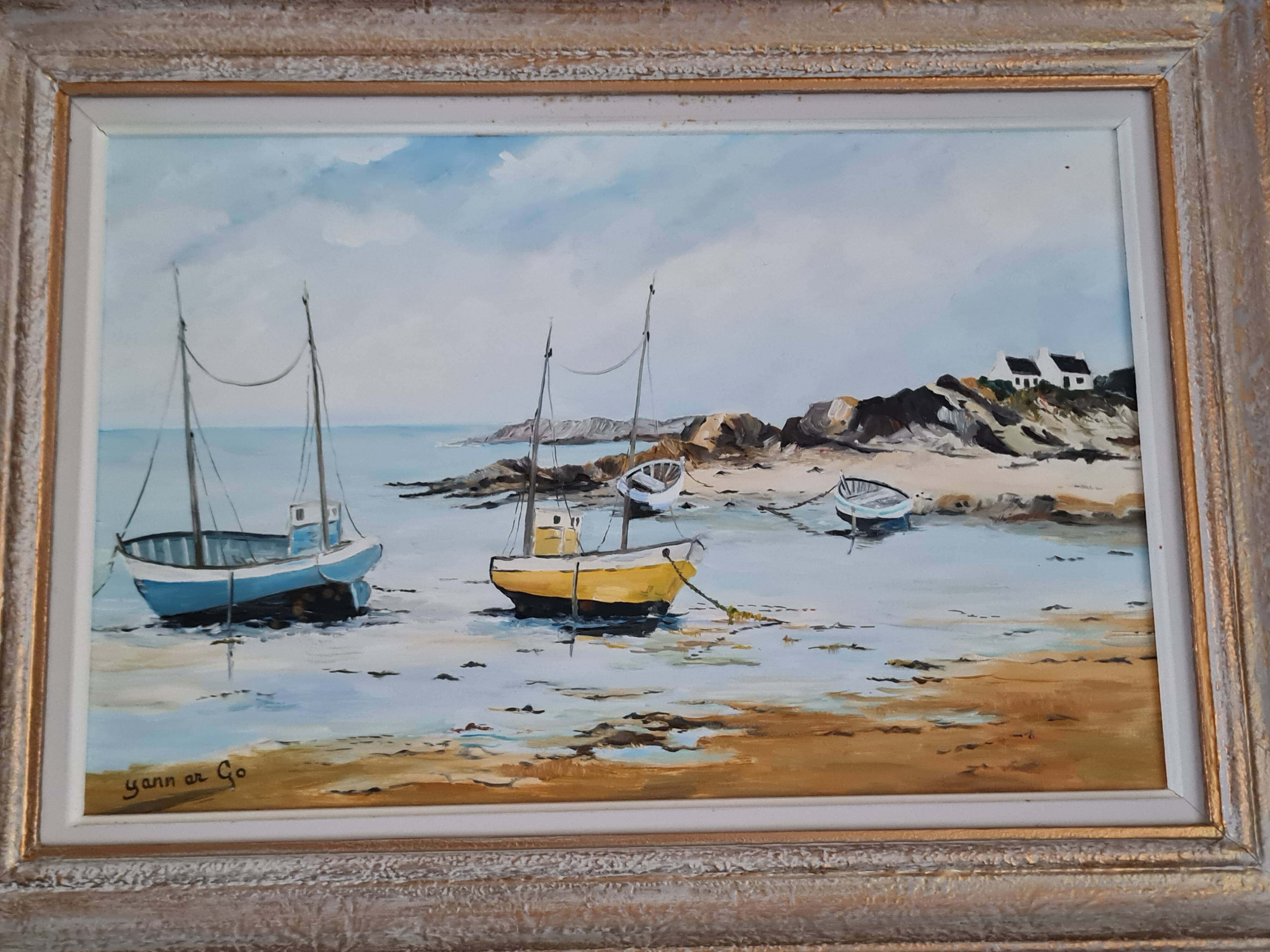 Oil painting on canvas Breton seaside landscape