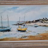 Oil painting on canvas Breton seaside landscape
