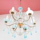 Italian chandelier with 6 arms in blue opaline glass (55 cm)