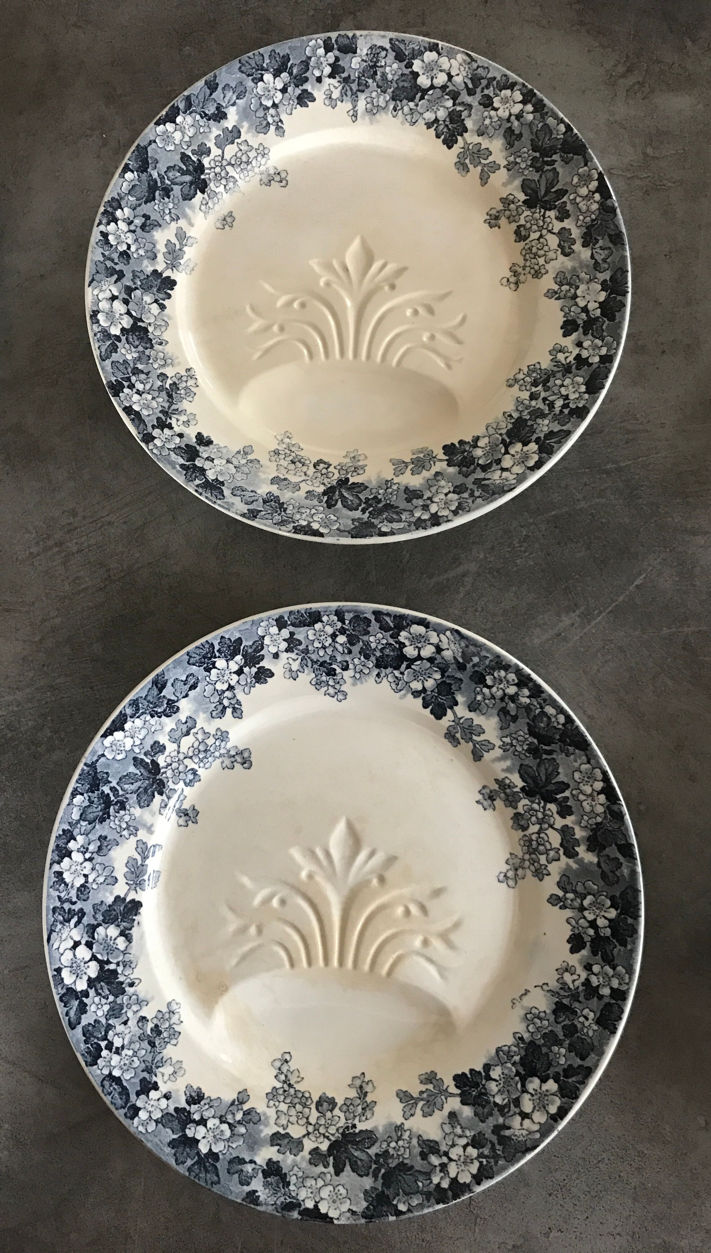 Set of 8 old asparagus plates model récamier sarreguemines & digoin