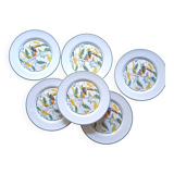 6 assiettes à dessert anciennes décor Toucan