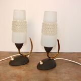 Mid-Century 60s lamp set – brass, glass, vintage design