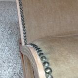 Footrest upholstered in wood