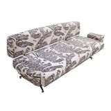 Italian Sofa Upholstered With Blanck and White Dedar fabrik , 1950s