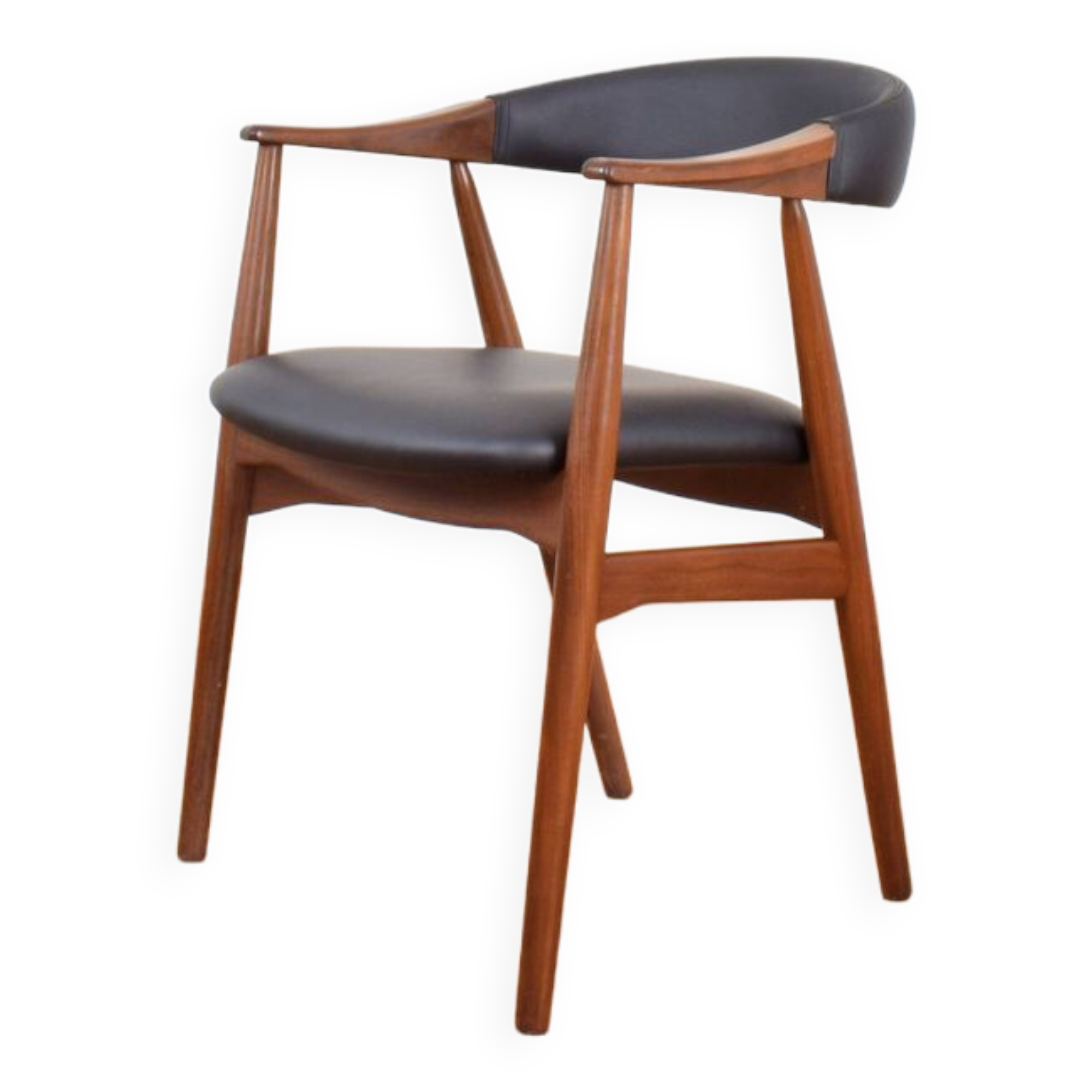 Mid-Century Danish Teak & Leather Armchair by Th. Harlev for Farstrup Møbler, 1950s