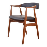 Fauteuil Mid-Century en Teck et Cuir, Danemark par Th. Harlev pour Farstrup Møbler, années 1950