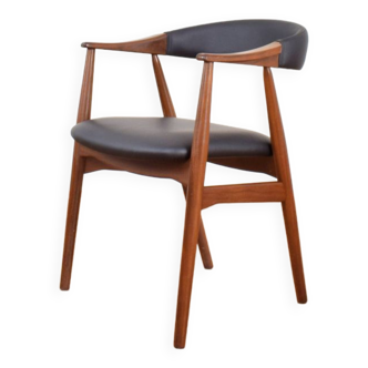 Mid-Century Danish Teak & Leather Armchair by Th. Harlev for Farstrup Møbler, 1950s