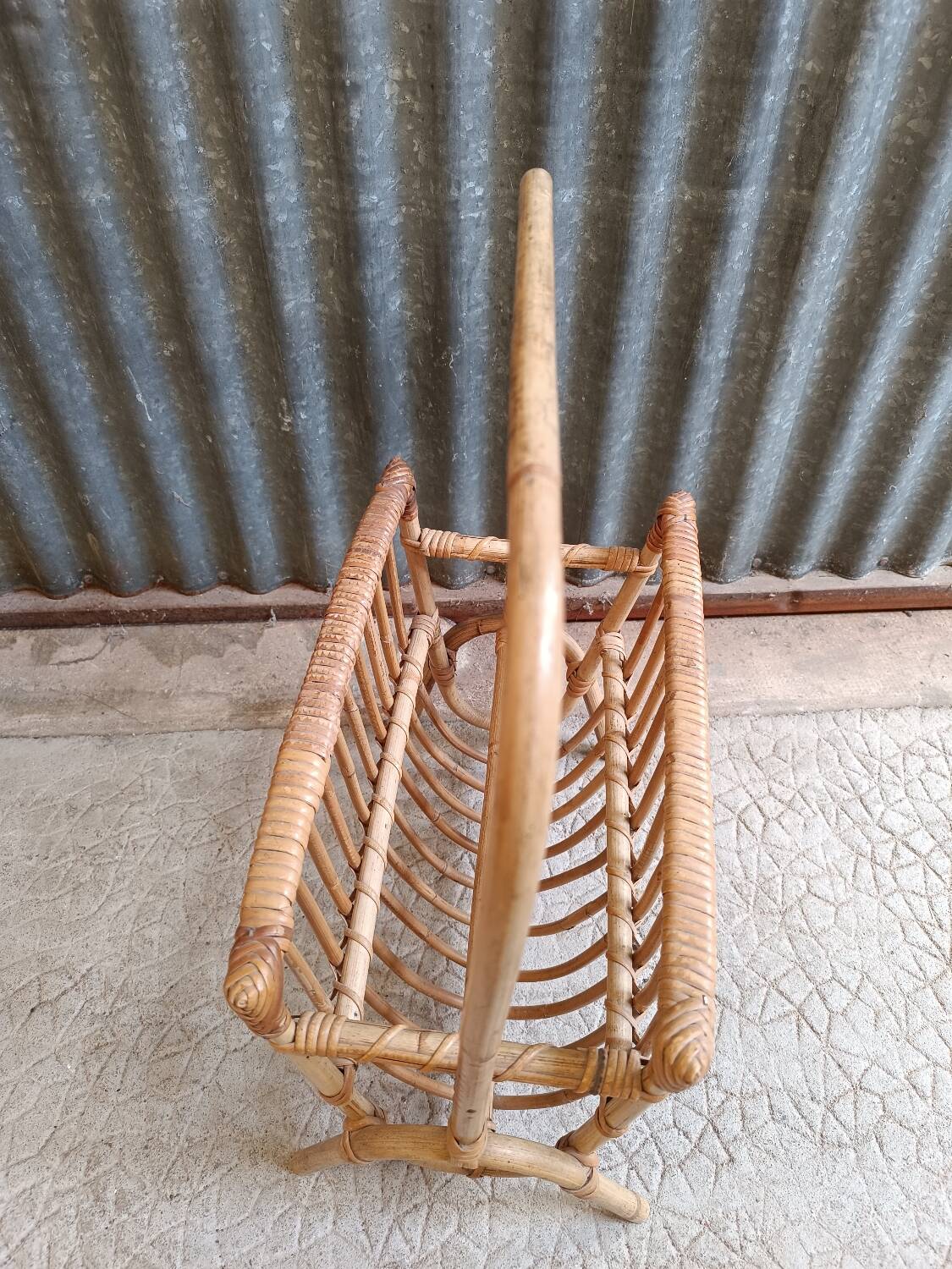 Vintage rattan wicker magazine rack