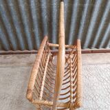 Vintage rattan wicker magazine rack