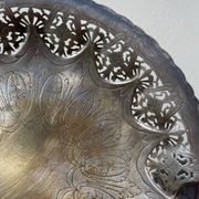 Openwork silver-plated metal fruit bowl or basket