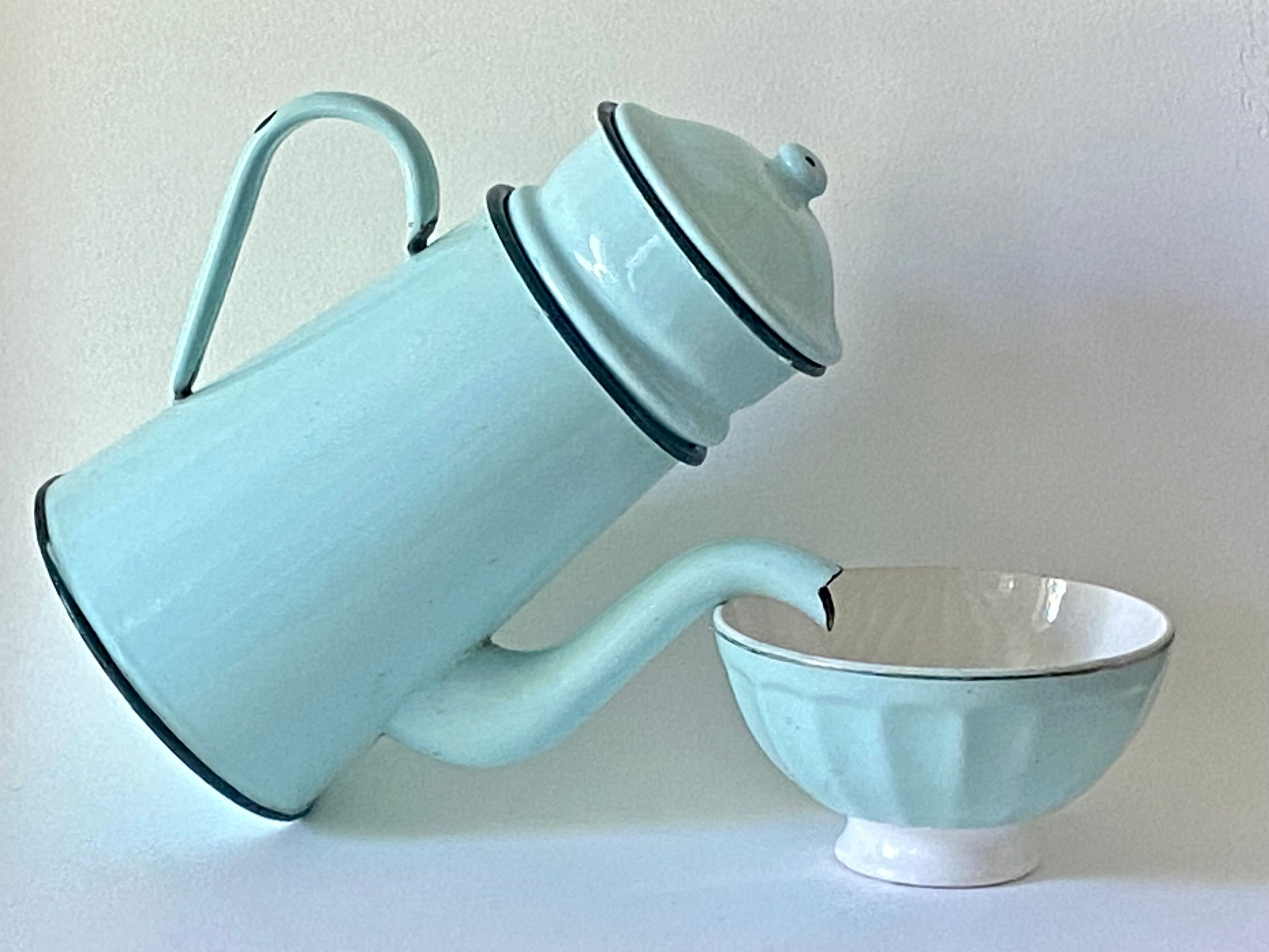 Mint enamelled sheet metal coffee maker