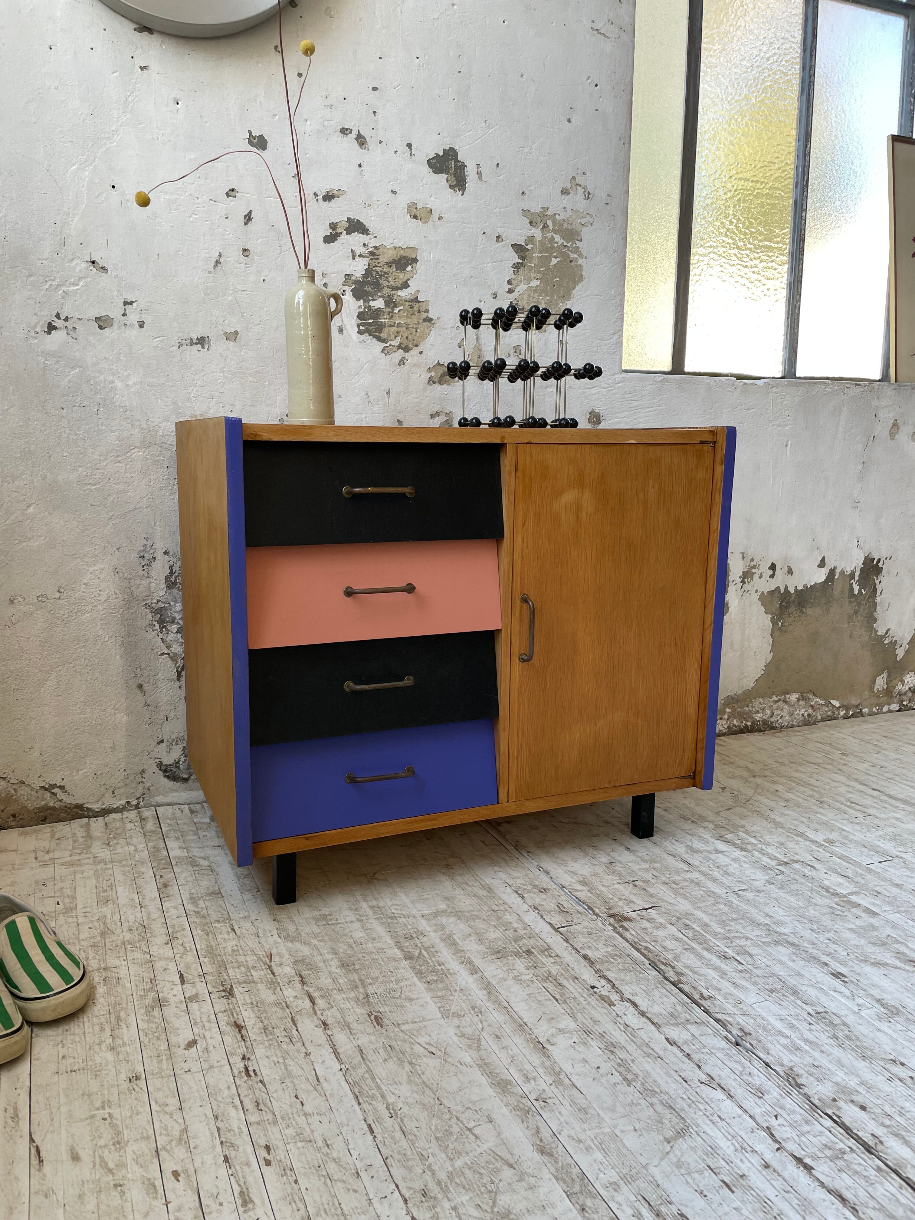 Meuble commode colorée années 60