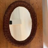 Oval wicker mirror