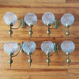 Set of 4 vintage glass globe wall lights