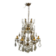 Large Gilded Florentine Tole and Crystal Chandelier, 1950s
