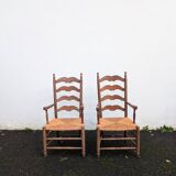 Pair of straw armchairs