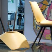 Pair of yellow “Tonneau” chairs Pierre Guariche edition Thonet 1950