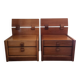 Pair of vintage bedside tables with high backrest in wood - 1970s