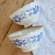 Paire de bols vintage en faïence décor bleu fleuri