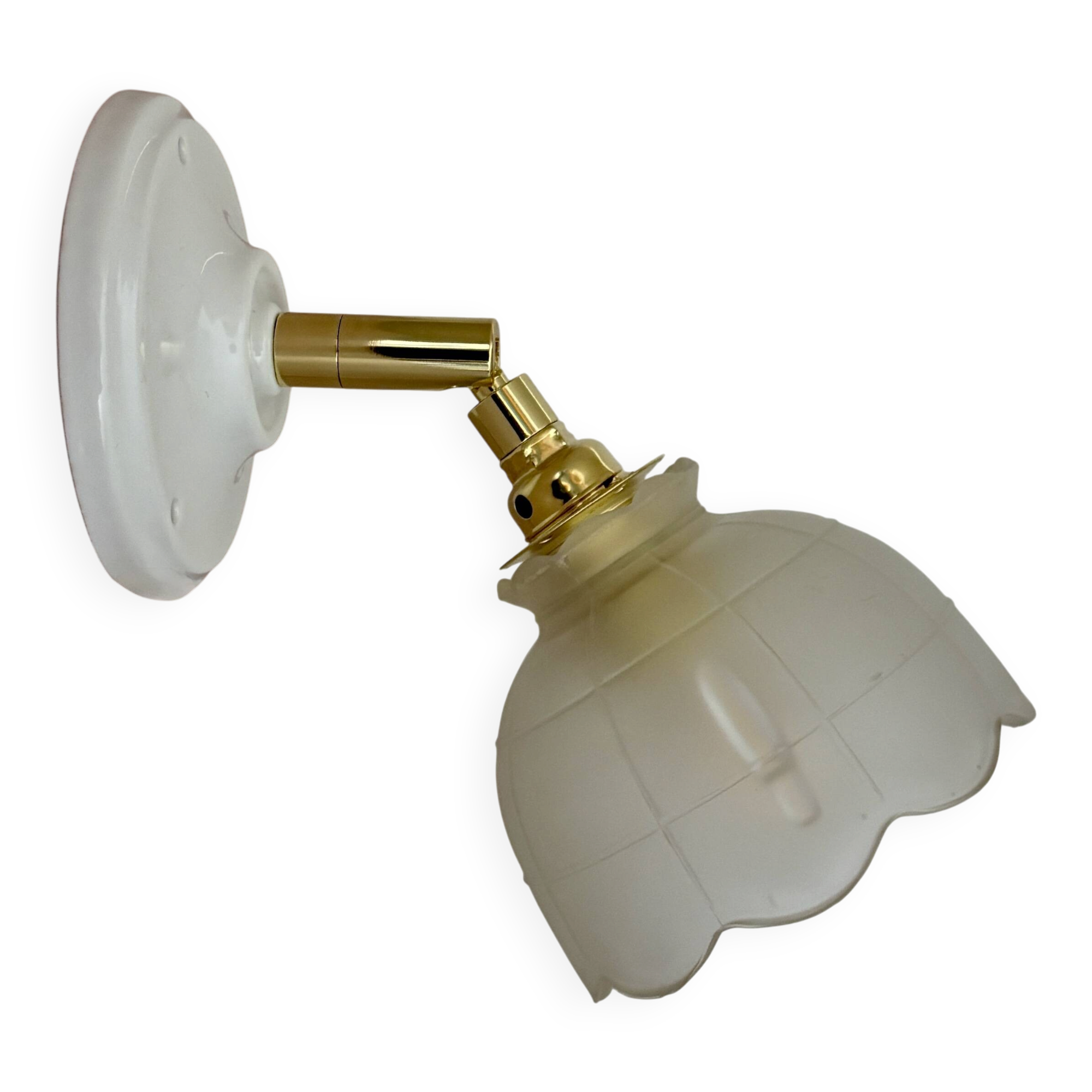 Vintage frosted glass tulip wall light