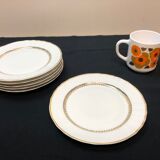 Limoges Bernardaud porcelain dessert plates - vintage co. 60s, white & gold