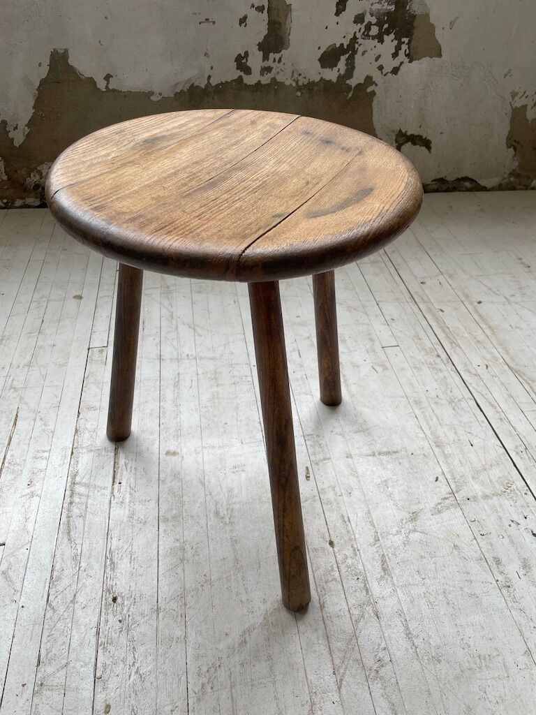 French tripod oak stool 50