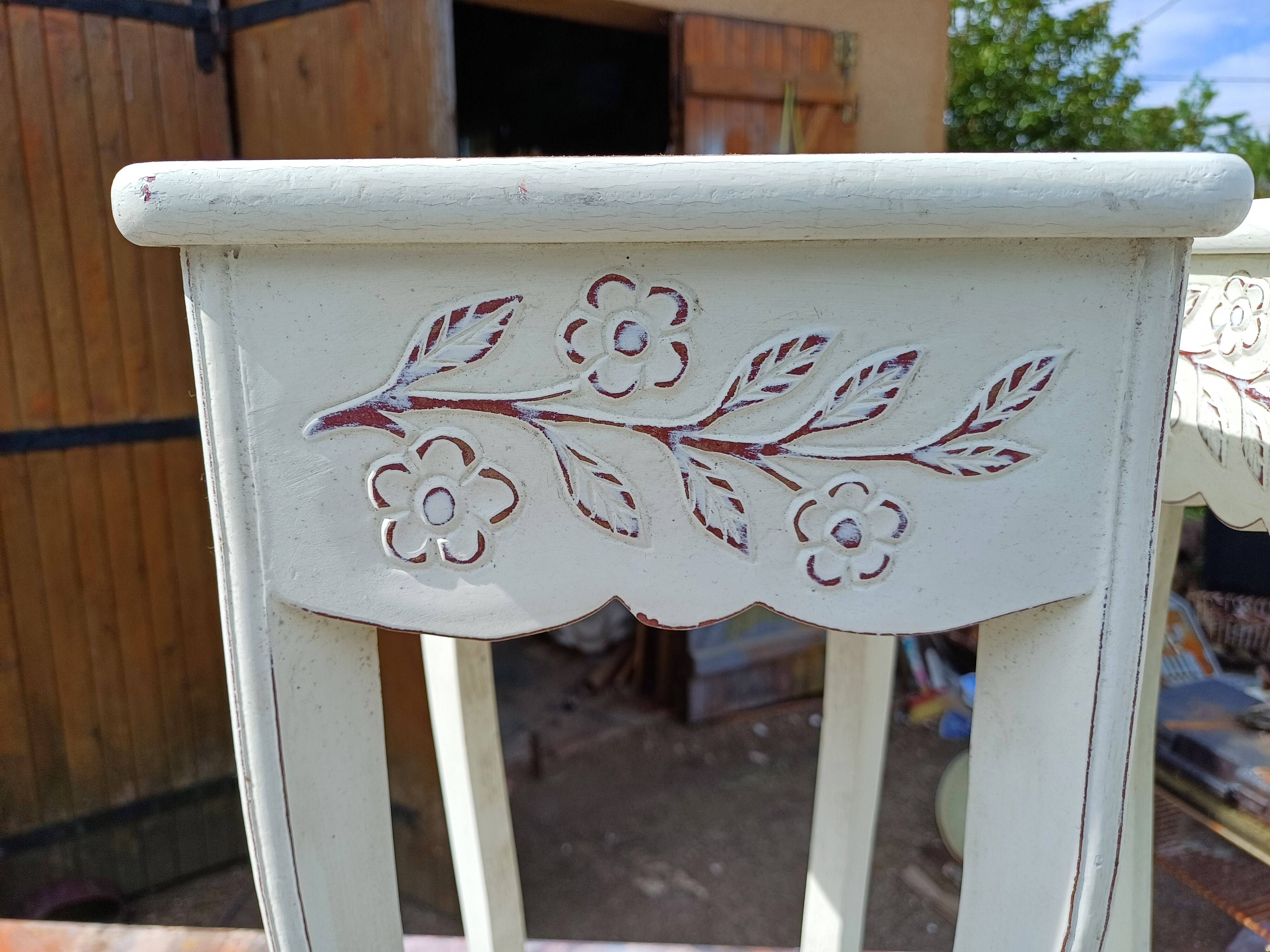 Pair of cream-washed wood stands