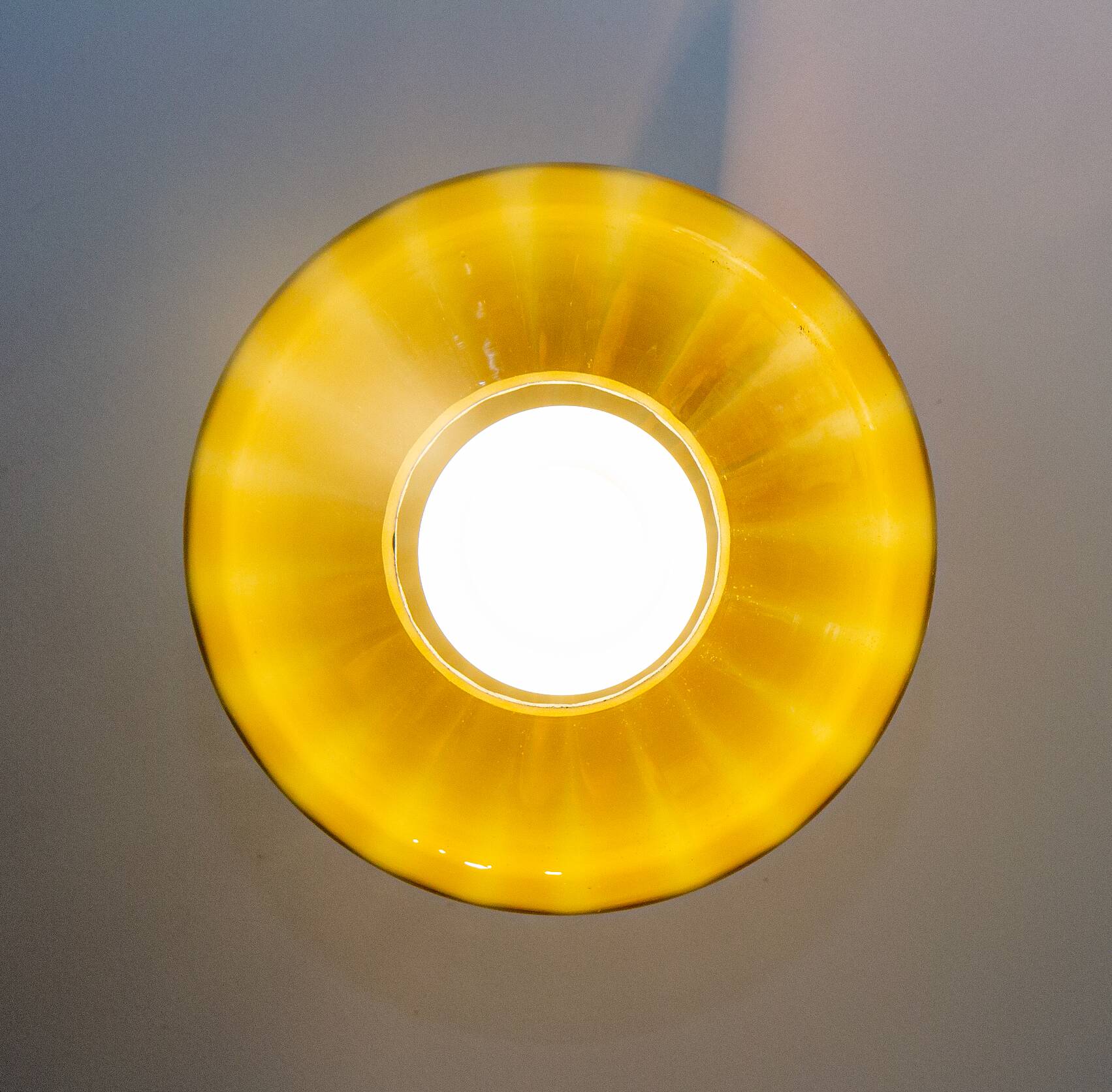 Scandinavian suspension, blown glass and opaline, 1960, new.