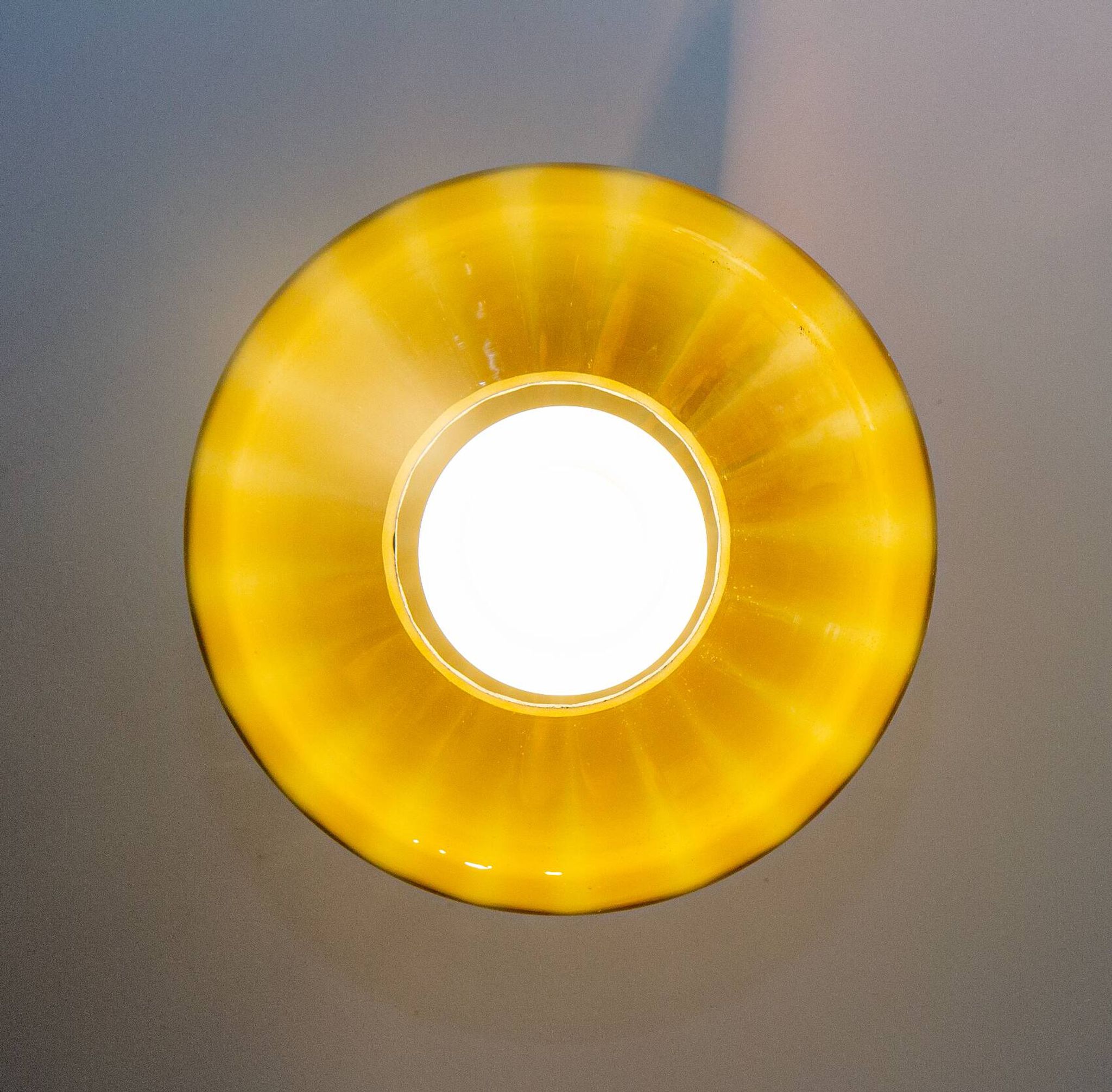 Scandinavian suspension, blown glass and opaline, 1960, new.