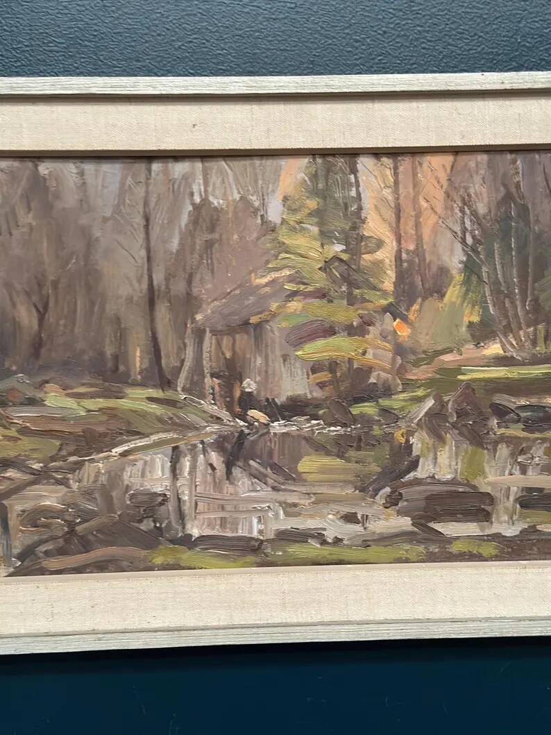 Original Swedish Oil on Panel – “Old Sawmill, Apelnäs Roasjö” by Gunnar Svensson – Dated 1962 – Vintage & Framed
