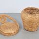 Vintage Straw and Wicker Stool with Storage Basket, 1960s
