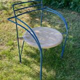 Garden furniture set by "Pascal Mourgue", a table and 3 chairs, 1980s