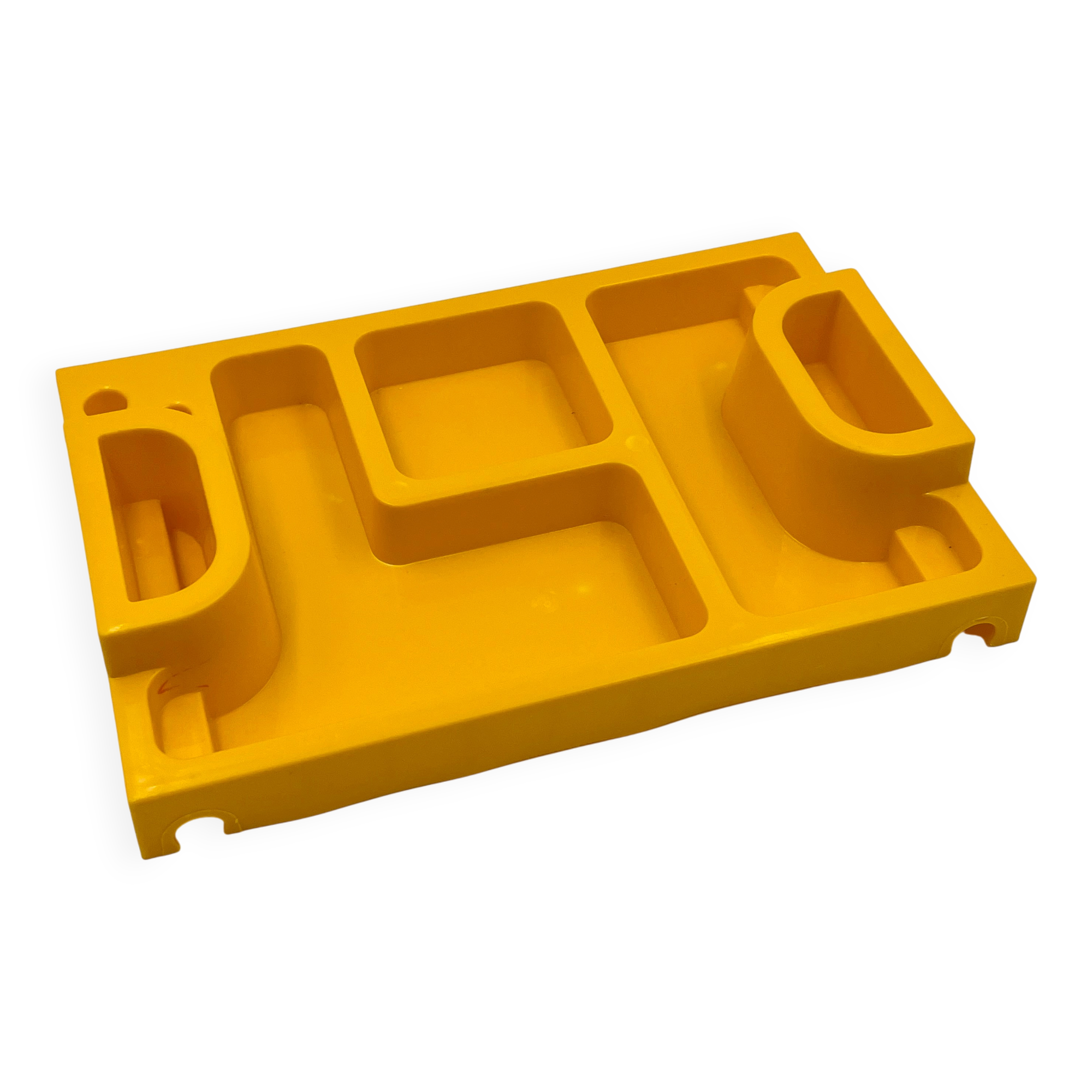 1970s yellow Space Age desk organiser