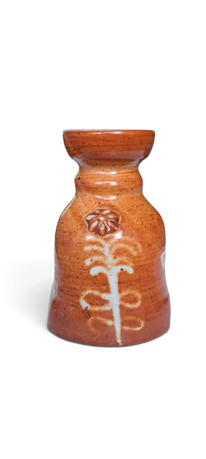 Artisanal Stoneware Vase Folk Art — Signed